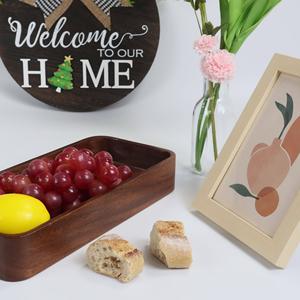 Plateau de service en bois de grande capacité, plateau de luxe en bois massif pour le petit-déjeuner, le thé et le café - Product Image 2