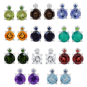 Pendientes de Plata de Ley S925 con Citrino Naranja en Forma de Estrella, Corte Redondo, Joyería Fina Clásica para Uso Diario de Mujer - Product Image 5