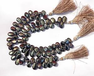 ลูกปัดสปิเนลสีดำธรรมชาติทรงลูกแพร์เรียบเนียน ร้อยเป็นเส้น สำหรับทำเครื่องประดับแฮนด์เมด ขายส่ง - Product Image 6