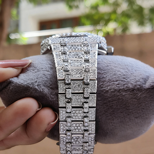 Luxury 40MM Arabic Numrals Dial Bust Down Hip Hop Fully Studded Moissanite Diamond Automatic <b>Watch</b> - Product Image 4