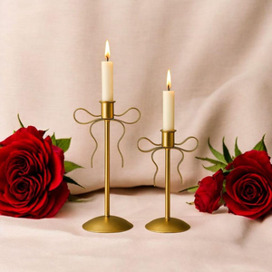Juego de Portavelas de Latón Dorado Hecho a Mano, 2 Soportes para Velas Cónicas, Decoración Minimalista para el Hogar, para Mesa de Dormitorio, Sala de Estar, Navidad, Pascua - Product Image 4