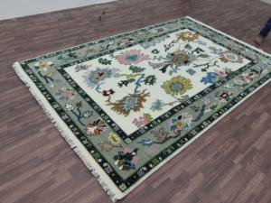 Tapis en laine fleuri fait main, tapis Oushak noué à la main, tapis oriental traditionnel pour salon, chambre à coucher, décoration de la maison - Product Image 4