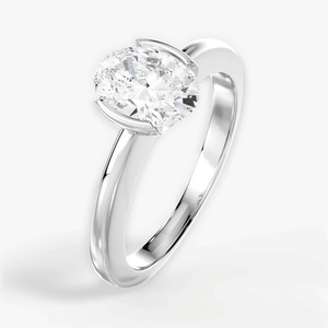 Anillo de Compromiso de Oro Blanco Sólido de 14K con Diamante Cultivado en Laboratorio de Corte Ovalado de 2CT, Anillo de Boda Solitario con Bisel Parcial, Joyería Fina Personalizada - Product Image 3