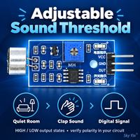 Modul Sensor Suara LM393 3.3V-5V, Mikrofon Deteksi yang Dapat Disesuaikan, Output Digital High Low untuk Saklar DIY, Peluit, dan Suara Tepuk