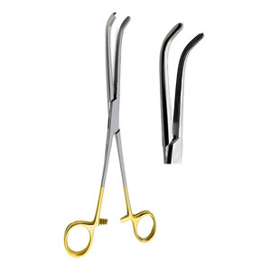 Pinzas de lahey para colecistectomía de acero inoxidable de grado quirúrgico - Instrumento curvo hemostático de sujeción y tracción con mango largo - Product Image 1