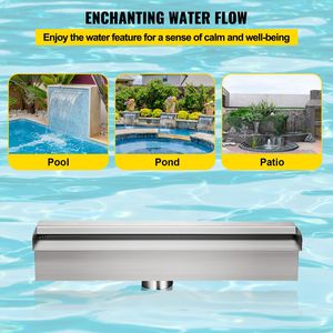 Fontana a Cascata Rettangolare da Giardino in Acciaio Inox con Connettore per Tubo, Accessorio da 45 cm - Product Image 4