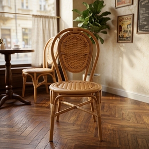 New Modern Minimalist Natural Rattan <b>Dining</b> <b>Chair</b> Bentwood Bistro Kitchen Room <b>Chairs</b> Luxury Seating Living Room Accent <b>Chair</b> - Product Image 2
