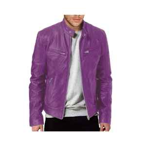 Veste en cuir pour homme 100% authentique de qualité supérieure, en toile, avec col montant, style urbain élégant, très vendue - Product Image 1