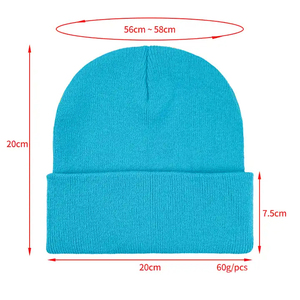 Unisex Cream Knit <b>Beanie</b> Hat Solid Color Winter Casual Ski Cap Fitted Design Acrylic Material - Product Image 4
