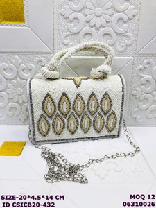 Craftstages International Luxury Handmade Pearl Beaded Satin Evening <b>Clutch</b> Bag for Women | <b>Wedding</b> Party Bridal Handbag - Product Image 5