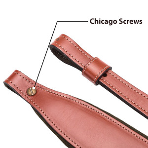 Correa para Armas de Fuego de Cuero Genuino Veg Tan, Ajustable y Acolchada, con Revestimiento de Gamuza y Tornillos Chicago - Product Image 2