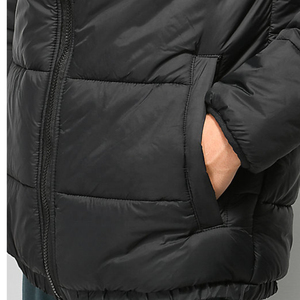 Men's Black Puffer Jacket Waterproof Breathable Canvas Windproof Zipper Closure <b>Hoodies</b> Summer Casual Style Regular Sleeve - Product Image 2