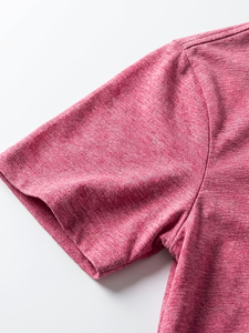 Men's Stand Collar Short Sleeve Knitted T-Shirt Slim Fit Solid Color Casual Regular Length Pink Summer 200 Grams Breathable - Product Image 5