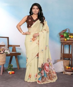 Regular Base Wear <b>Saree</b> Satin Silk <b>Saree</b> With Contras Blouse Piece Indian Women Wear Sari Low Price Wholesale 86375 NETRA- A108 - Product Image 2