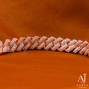 Bracelet en moissanite plaqué or rose AARVA JEWELS, chaîne géométrique, luxe, unisexe, à porter tous les jours - Product Image 3