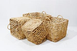 Modern Water Hyacinth Wicker Storage Basket Handwoven <b>Square</b> Eco-Friendly Multifunction Organizer <b>Bin</b> for Home <b>Kitchen</b> Bathroom - Product Image 4