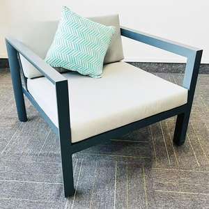 Ensemble de mobilier de patio extérieur moderne 4 pièces, structure en aluminium, imperméable, écologique, confortable, canapé 5 places, fauteuils, hôtel, parc - Product Image 2