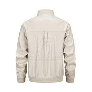 Veste d'hiver moderne pour homme en cuir de vachette, col montant, réversible, confortable, finition lisse, poches zippées sécurisées, intemporelle - Product Image 2