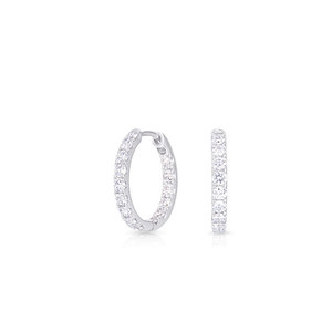 ต่างหูเพชรทรงห่วง IGI Certified Lab Grown Diamond ชุบทองคำขาว 14K โรเดียม ดีไซน์หรูหรา เหมาะสำหรับงานแต่งงาน หรือใส่ทุกวัน เป็นของขวัญสุดพิเศษ - Product Image 1