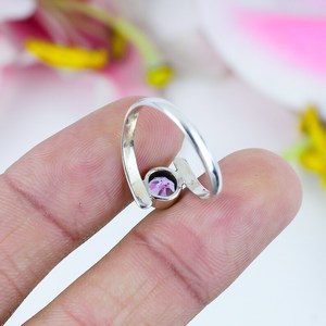 Handmade Genuine Amethyst <b>Ring</b> 925 Solid Sterling <b>Silver</b> Round Cut Natural Gemstone Jewelry For Women Gift - Product Image 5