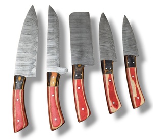 Juego de Cuchillos de Chef de Acero de Damasco de Cinco Piezas Nordic Forge con Mangos de Madera Pakka, Juego de Cuchillos de Cocina Hechos a Mano OEM Personalizados con Bolsa Enrollable - Product Image 2