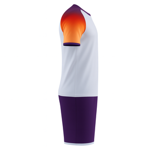 Camiseta de Fútbol de Manga Corta para Hombre, Degradado Blanco y Naranja, Cuello Redondo, Poliéster que Absorbe la Humedad, Ropa Deportiva para Todas las Temporadas - Product Image 2