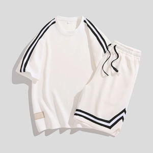 Vêtements de sport Streetwear été 100% coton pour adultes, ensemble de survêtement pour hommes, ensemble 2 pièces, sweat à capuche et short pour hommes - Product Image 4