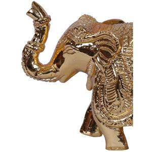 Petit éléphant habillé traditionnel de 4 pouces en laiton plaqué or Sculpture artisanale - Product Image 2