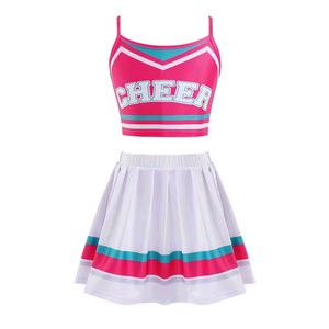 Tenue de cheerleading pour adultes Econex Sports, robe à capuche, imprimé par transfert thermique, rose et blanc, vêtements d'entraînement en spandex - Product Image 1