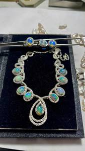 Natural Opal & Diamond Jewelry <b>Set</b> <b>Ring</b> Earrings Necklace 925 <b>Sterling</b> <b>Silver</b>, Opal Necklace, Opal <b>Ring</b>, Opal Earring, <b>Silvers</b> - Product Image 5
