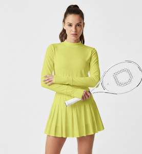 Nouvelle robe de tennis 100% polyester, taille élastiquée smockée, manches entièrement ajustées, écologique, respirante, séchage rapide - Product Image 1