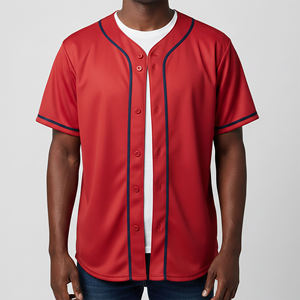 Nouvelle Arrivée 2026 Maillot de Baseball Rouge Homme Manches Courtes Boutons Devant Logo Brodé Anti-Humidité Coupe Classique - Product Image 2