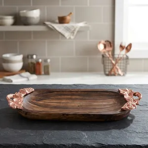 Plateau de service artisanal en bois de manguier naturel de qualité supérieure pour la décoration de table de dîner, de cuisine ou de restaurant, ou comme plateau à nourriture - Product Image 2