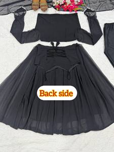Présentation du nouveau costume Anarkali maxi de créateur, dans un style fantaisie, avec travail Koti et tissu en faux Georgette pur avec dentelle fantaisie. - Product Image 4