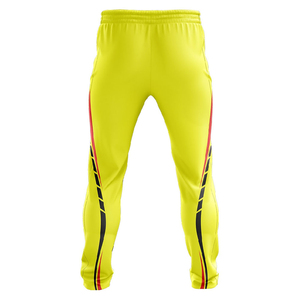 Yellow Women Cricket Uniform Sport Set Red <b>Black</b> Stripes Breathable Track <b>Pants</b> for Shirt Adult Fit Customizable Colors Logo - Product Image 4