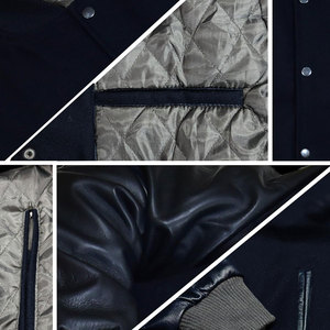 แจ็คเก็ตวาร์ซิตี้ขนสัตว์สั่งผลิตจำนวนมาก รับผลิตแบบ OEM/ODM แจ็คเก็ตฤดูหนาวคุณภาพสูงมีฮู้ดพร้อมโลโก้ด้านหน้าสำหรับทีม สีดำ - Product Image 6