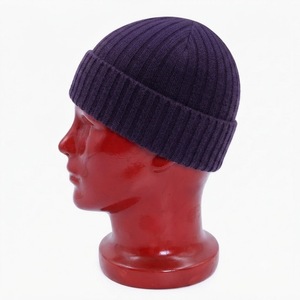 <b>Purple</b> Ribbed Knit Adjustable Beanie <b>Hat</b> 100% Acrylic Unisex Winter Warm Cuffed Skull Cap Solid Color Folded Stretch Fit Casual - Product Image 3