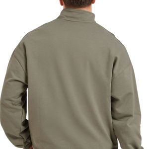 Sweat-shirt décontracté pour homme, coupe ample, à col montant, manches longues, avec fermeture éclair quart de tour et passepoil latéral contrastant - Product Image 4