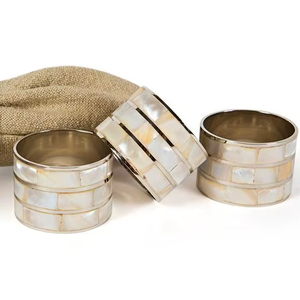 แหวนรองผ้าเช็ดปากทองเหลืองดีไซน์คุณภาพสูง แหวนรองผ้าเช็ดปากโลหะฝังมุก แหวนรองผ้าเช็ดปากสแตนเลส ราคาสุดคุ้ม - Product Image 1