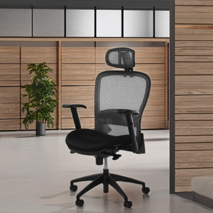 Silla de oficina con respaldo alto con tela de malla de lujo Altura ajustable y base giratoria para entornos de trabajo profesionales - Product Image 1