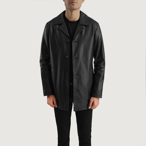Abrigo de Cuero Genuino Color Negro Pizarra Urbano y Moderno para Hombre, Disponible a Precios de Mayoreo, Elegante, Personalizado OEM, Materiales de Alta Calidad - Product Image 4
