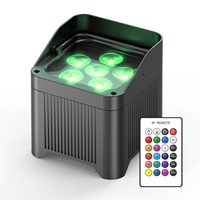 Projecteur PAR étanche U`King 6x18W RGBWA+UV 6-en-1, alimenté par batterie, avec télécommande DMX, rechargeable pour extérieur