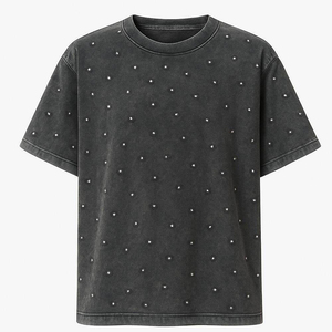 T-shirts Streetwear Homme Personnalisés en Gros avec Strass Imprimés, 100% Coton Respirant et Écologique - Product Image 1