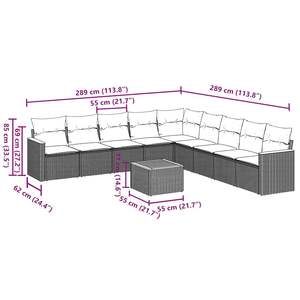 Conjunto de Sofás de Jardín en Blanco Crema y Negro - Product Image 3