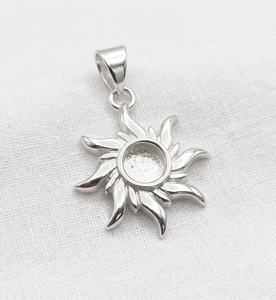 Pendentif Soleil en Argent Sterling 925 Véritable avec Cadre Rond de 5 mm pour Résine et Cendres – Idéal pour la Création de Bijoux Commémoratifs - Product Image 1
