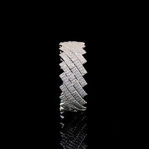 Anillo de cóctel de moissanita VVS con engaste pavé de plata 925, diseño de eslabones cubanos de lujo, joyería unisex para fiestas - Product Image 3