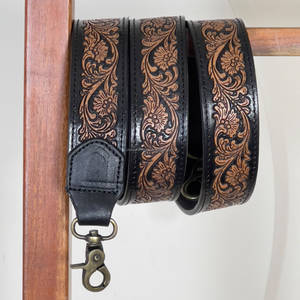 Sangle de sac à bandoulière en cuir de vache véritable entièrement travaillé pour femmes, sangle de remplacement unisexe en cuir véritable de haute qualité pour sac à main - Product Image 2