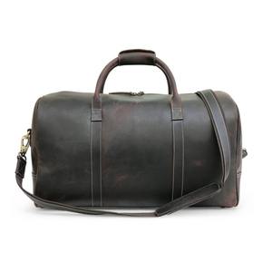 Bolsa de Viaje de Cuero Genuino, Estilo Retro, para Fin de Semana, para Hombre y Mujer, Gran Capacidad, Portátil, Ligera, Equipaje de Cabina - Product Image 4