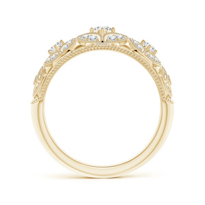 Anillo de compromiso y boda de lujo con diamante de laboratorio de corte floral vintage y milgrain, en oro de 10K, 14K, 18K y plata de ley 925, 935 - Product Image 4
