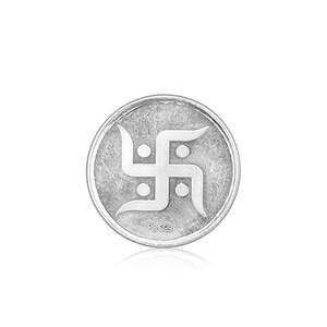 Pièce de monnaie en métal, finition argentée, pièce Swastik, pièces rondes, Kalash sur l'arrière - Product Image 1